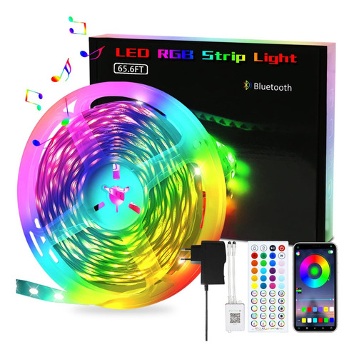 Tira De Luces Led Rgb Con Control App+mic+mus Bluetooth 20mt