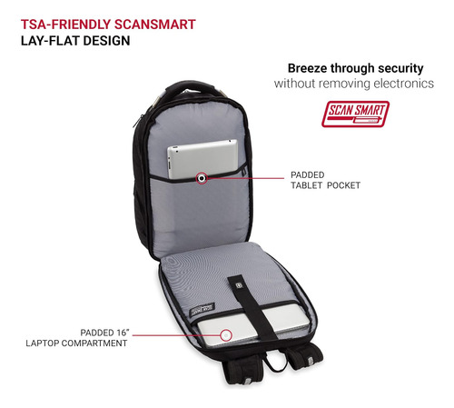 Mochila Para Portatil Scansmart 2762 De Swissgear, Negra,...