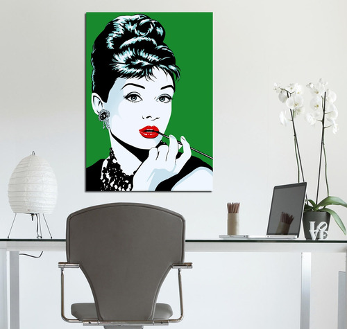 Cuadro 40x60cm Audrey Hepburn Pop Art Verde Epoca Dorada