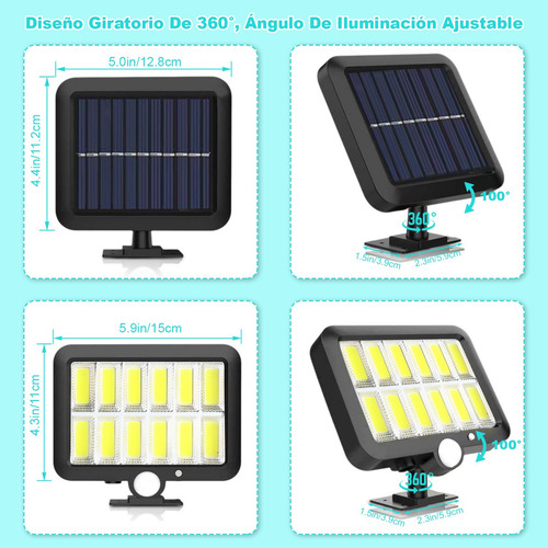 M 2pzs 240led Lampara Solar Exterior Pared Sensor