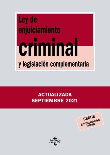 Ley De Enjuiciamiento Criminal Y Legislacion Complementaria, De Editorial Tecnos. Editorial Tecnos, Tapa Blanda En Español