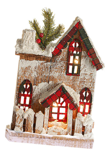 Casa De Nieve Navideña Cabaña De Troncos Luminosa Estilo A