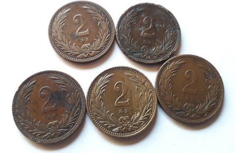 Hungría 2 Filler 1895 1901 1906 Km#481 Moneda Bronce C/u