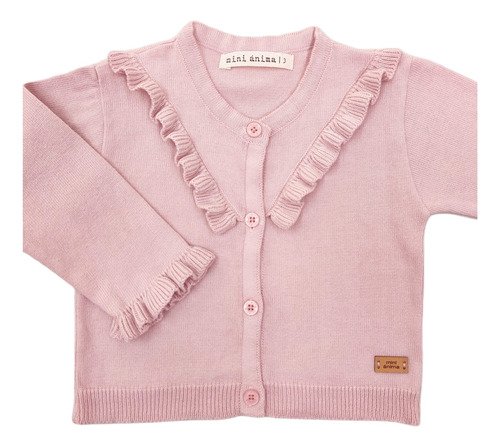 Cardigan Volado Mini Anima Saquito Tejido Bebe Kids Rosa