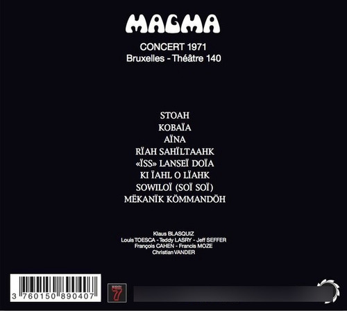Magma  Concert 1971  Bruxelles 2 Cd Digipack