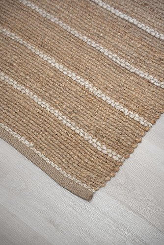 Alfombra Yute Nat. Con Algodon India Grande 200x300 Premium 3 M 2 M Yute Y Algodón Trenzado Natural Y Blanco