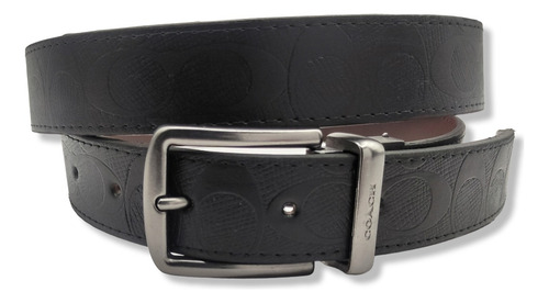 Cinturon Coach Doble Vista Reversible Hombre Mujer Unisex Color Troquelado Diseño De La Tela Hebilla Clasica Talla Ch (105cm)