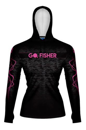 Camiseta Feminina Pesca Go Fisher Capuz Proteção Uv-gocpzf01