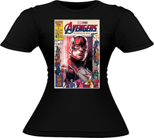 Polera Mujer Algodón Colección Marvel Capitan America