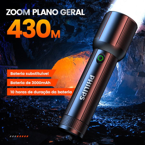Philips Linterna Tactica Linternas Potentes Led Recargable Impermeable 500lm Blancasúper Largo Esencial Para La Pesca Aleación De Aluminio Sfl-2203