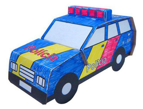 Kit De Papelão Carro De Polícia - Kits For Kids