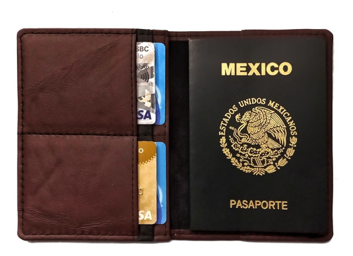 Porta Pasaporte Cartera De Viaje Piel Genuina Hecho A Mano 