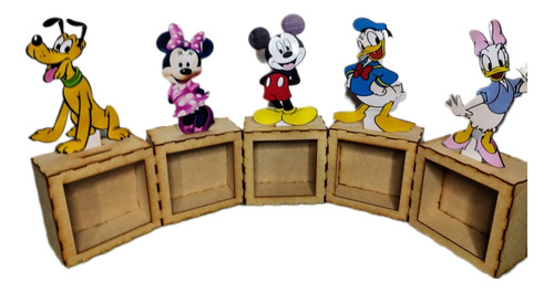 Centro De Mesa Alcancia Mickey Mouse 3 Piezas Madera Mdf 