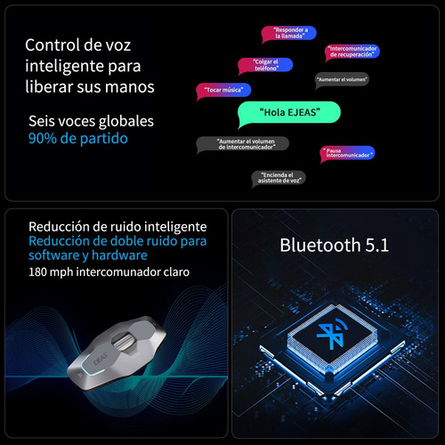 Intercomunicador Ejeas X10 Para Casco Moto Mesh 4.0 Rojo