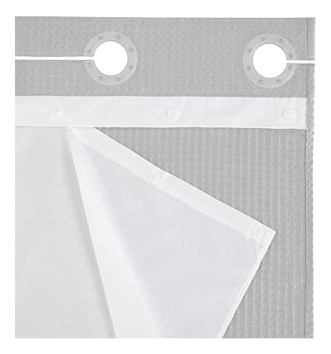 Cortina De Ducha Extra Larga Gofre Gris 180 X 218 Cm