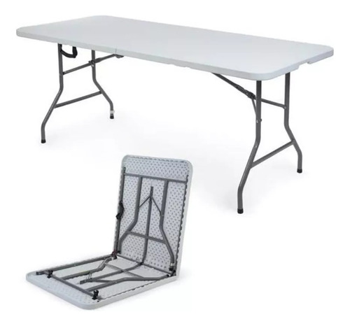 Mesa Plegable De Plástico Portátil 240cm Tipo Portafolio Color Blanco
