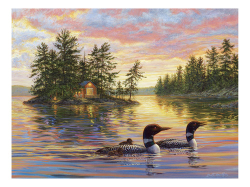 Rompecabezas Patos En El Lago Al Atardecer 275 Pz Cobble Hill Naturaleza
