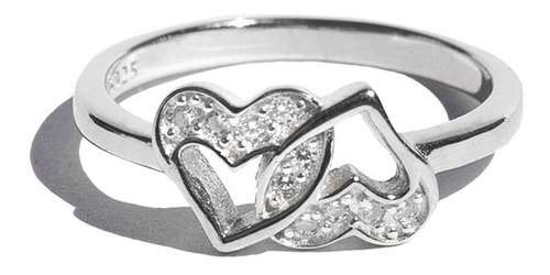 Anillo Para Mujer De Diseño Corazones Enlazados Plata 925