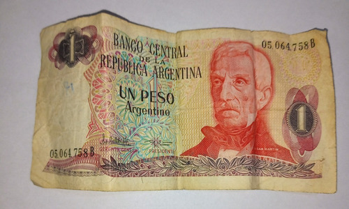 Billetes Antiguos De 1 Peso M. Nac. Y $ 10.000 (san Martín) (Usado)
