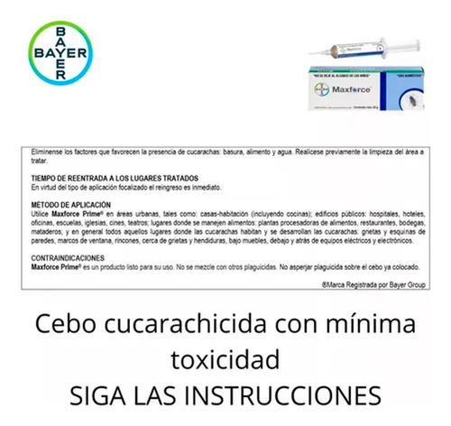 Maxforce Jeringa 30g Bayer Gel Mata Cucarachas