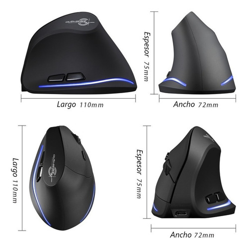 Zx^ Mouse Gamer Vertical Sem Fio Recarregável Zelotes F35