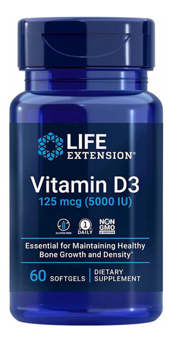 Life Extension Vitamina D3 125 Mcg, 60 Softcaps Sabor Natural