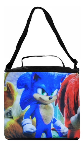 Lancheira Bolsa Térmica Infantil Sonic Escolar Transversal Cor Preto