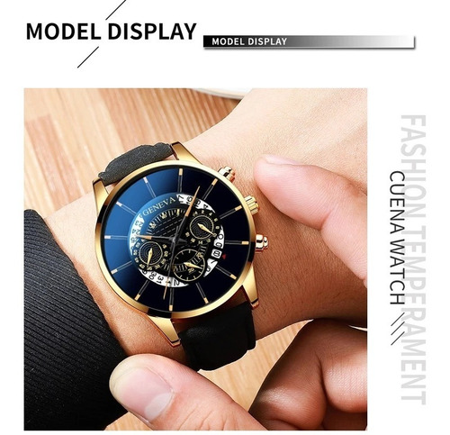 Reloj Genova Ilusion Of Time Cuero Hombre Envio Gratis Negro