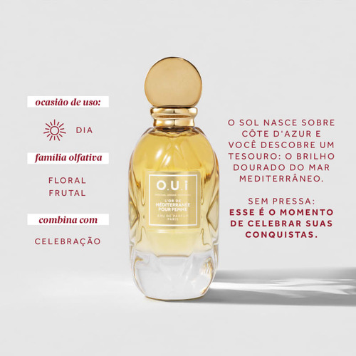 L'or De Méditerranée Eau De Parfum Pour Femme 75ml Perfume Feminino Para Mulher Cheirosa Lançamento Natal Promoção