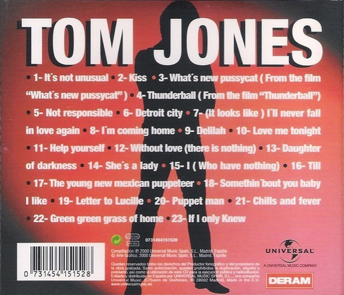 Tom Jones* Cd: Gold Greatest Hits* 23 T* Excelente* 