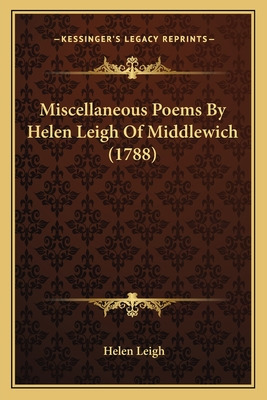 Libro Miscellaneous Poems By Helen Leigh Of Middlewich (1...
