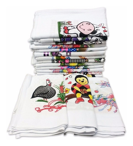 Pano De Prato Bainha Estampado O Legitimo Kit Com 10 Peças