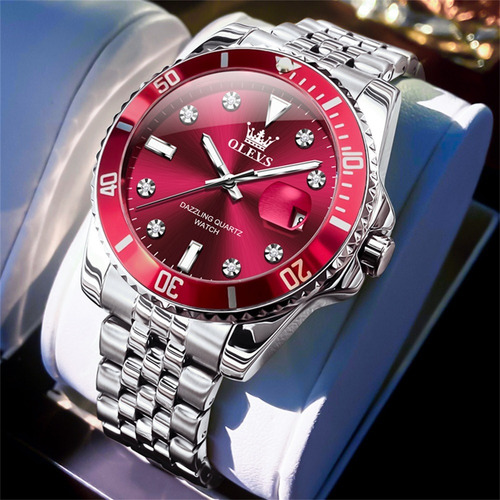 Olevs Reloj Hombre Luminoso Impermeable Original Cuarzo 9809