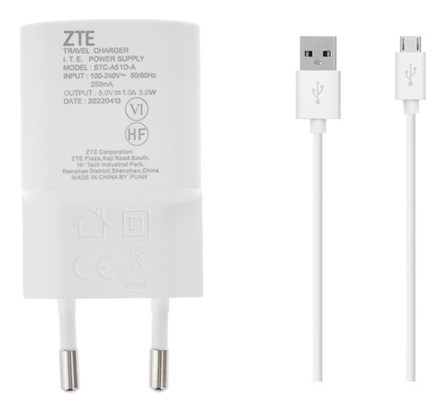 Cargador Original Zte Modelo Stc-a51d-a + Cable Micro Usb 