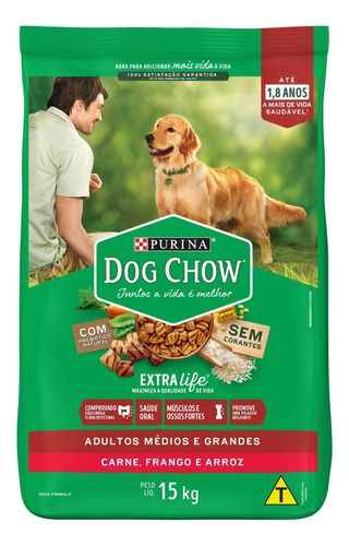 Ração Dog Chow Cães Adultos 15 Kg