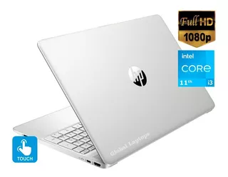 Laptop Hp Core I3 11ª (256 Ssd + 8gb) 15 Fhd Touch Color Plateado