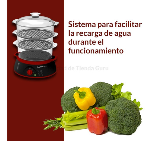 Imagen 7 de 9 de Vaporera Eléctrica Ultracomb 3 Bandejas 900w 8.5lts Vp4603