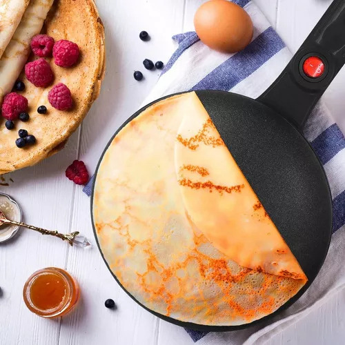 Panquequera Crepera Electrica 20cm Antiadherente Crepes 800w Color Negro