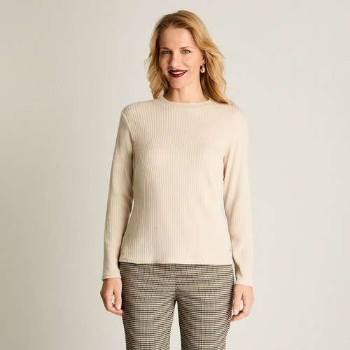 Polera Lisa Básica Beige Mujer Moda Invierno Hasta Xxxl