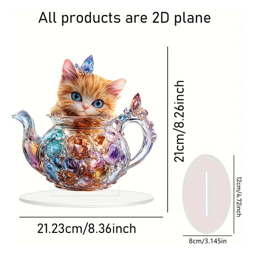 Cat 2d Acrílico De La Placa Decorativa De Arte Decorativo