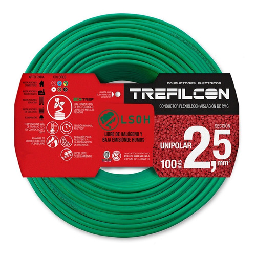 Cable Unipolar Libre Halogenos Trefilcon 2.5mm X100mts