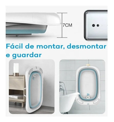 Banheira De Bebê Com Termômetro Dobrável Infantil + Redinha Cor Rosa
