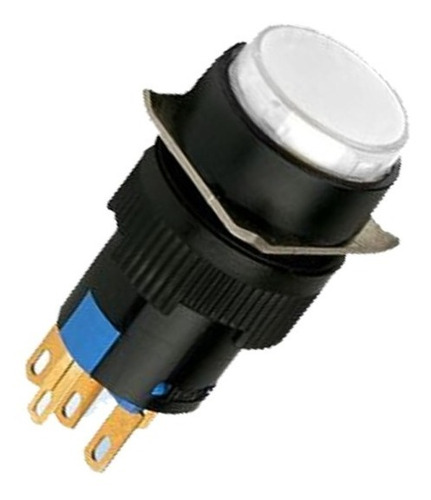 Botón Sostenido Iluminado Redondo 16mm 24v Blanco (26087)