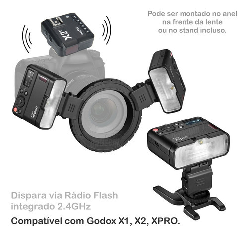 Flash Macro Godox Mf12 K2 + Rádio Flash X2t Camera Nikon