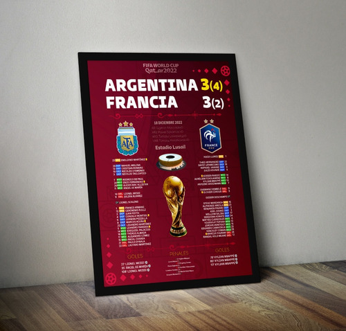 Cuadro Argentina Vs Francia Mundial Qatar 2022 40x30cm