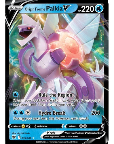 Carta Pokemon Swsh 039/189 Origin Forme Palkia V Inglés