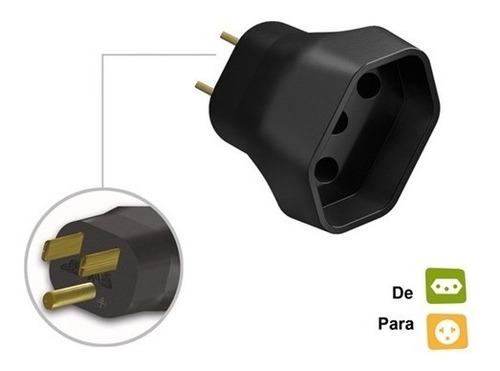 Imagem 4 de 7 de 5 Peças Pino Plug Adaptador Tripolar Reverso 2p+t 15a Nbr
