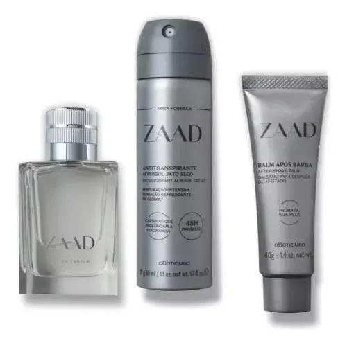 Kit Zaad O Boticário (Perfume + Bálsamo + Antitranspirante)