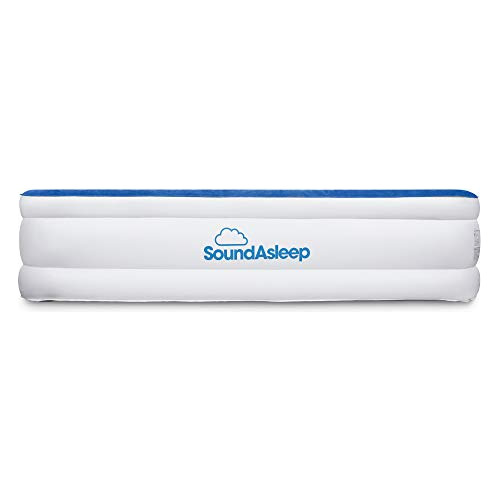 Colchon Inflable Tamaño Queen Color Blanco Azul Con Bomba