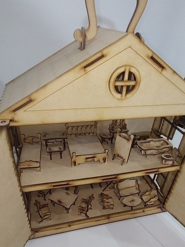 Casita Muñecas Valijita Portatil_20 Muebles_ Placita_juegos